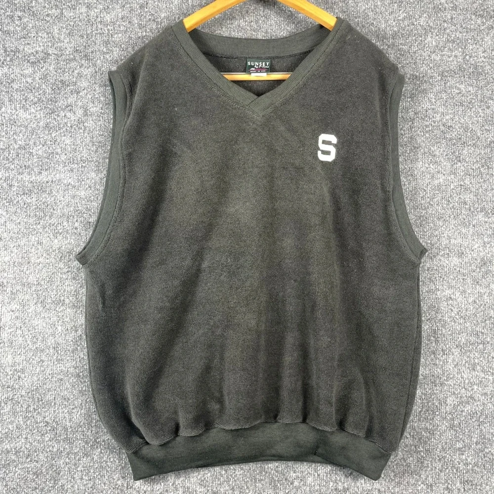 VTG Michigan State Spartans Sweater Vest Mens XL Gray Embroidered Golf‎ Preppy